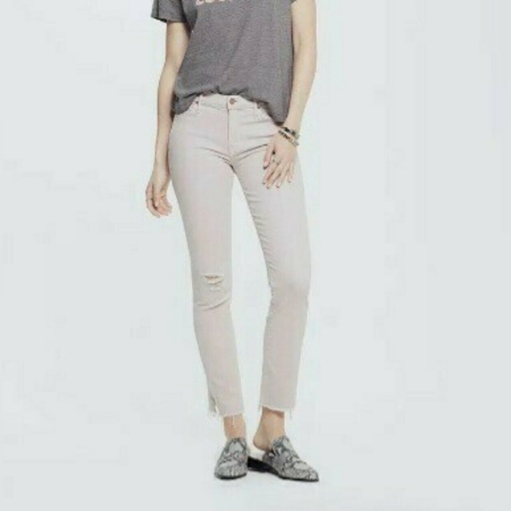 NWOT MOTHER Women Mid-rise Skinny Jeans Sz 24 Blush The Rascal Ankle Snippet